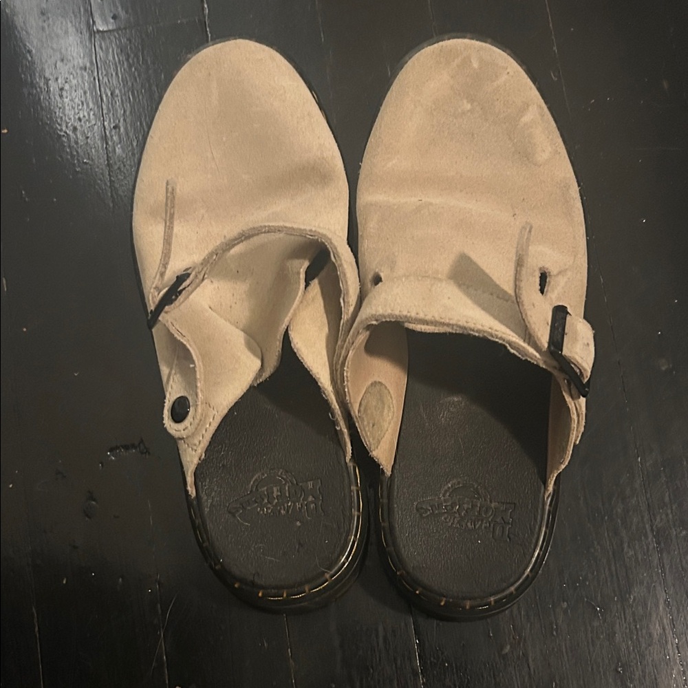 Dr. Martens Women's Beige Suede Slip-On Clogs